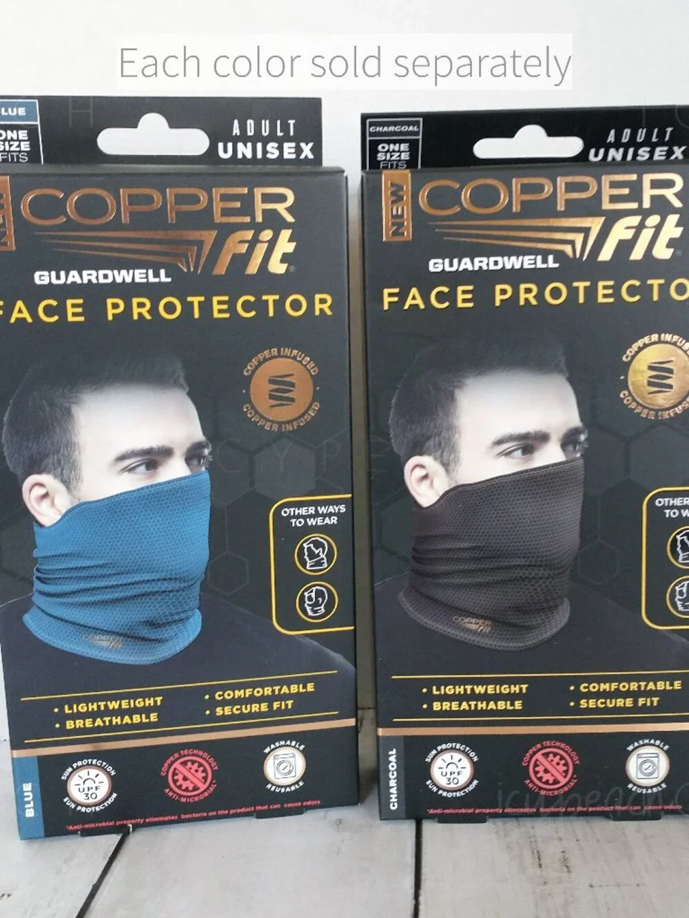 Copper Fit Guardwell Neck Gaiter UPF30 Adult OS Unisex New Face Protector Blue